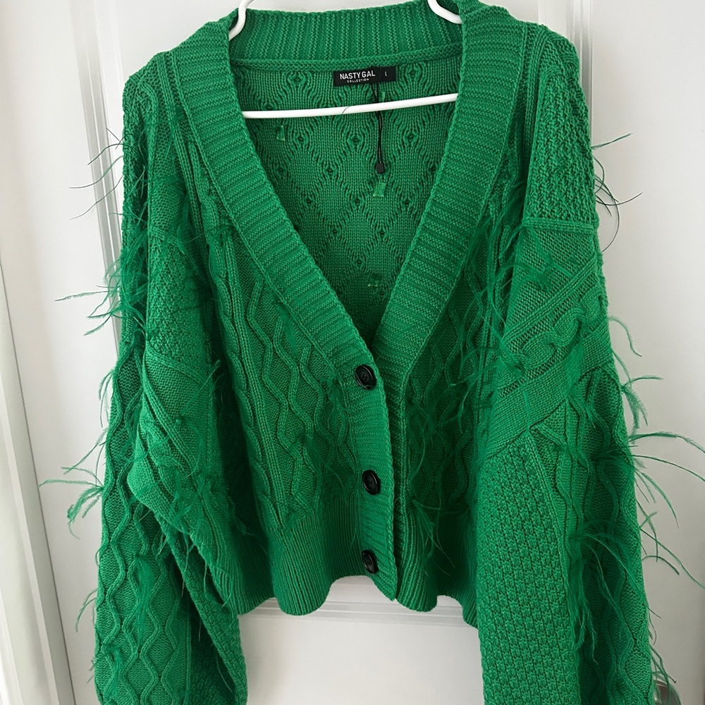 Nasty Gal Vibrant Green Textured Cardigan